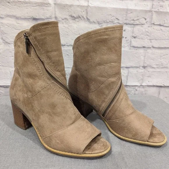White Mountain Open Toe Booties White Mountain | Shoes | White Mountain Tan Suede Peep Toe  main image 3
